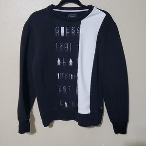 GUESS Navy White Graphic Sweatshirt Size Small Oversized Fit Streetwear